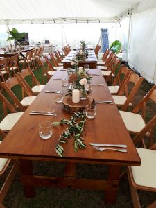 Vintage wooden table - Peninsula Party Hire
