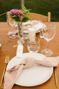 Simple table setting with flowers for wedding tables