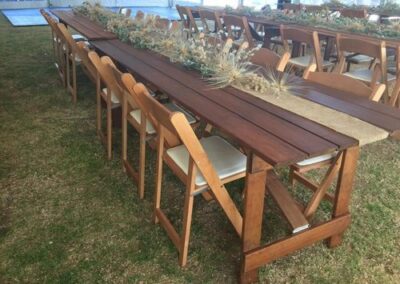 Rustic trestle table and chair hire